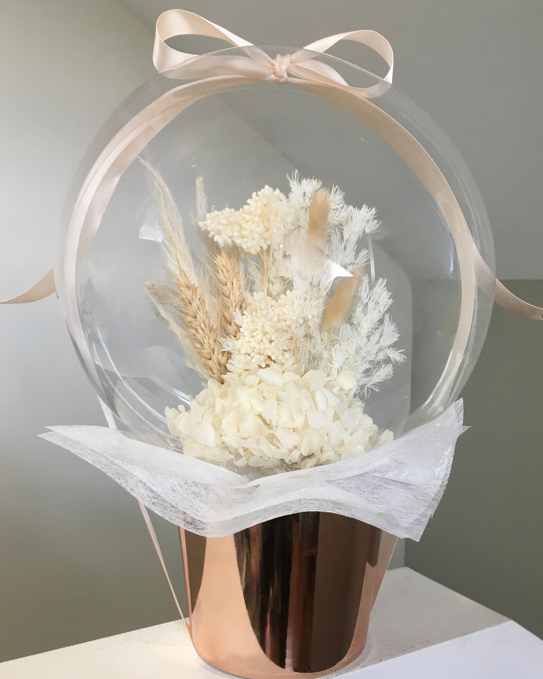 Cream and Rose Gold floral balloon