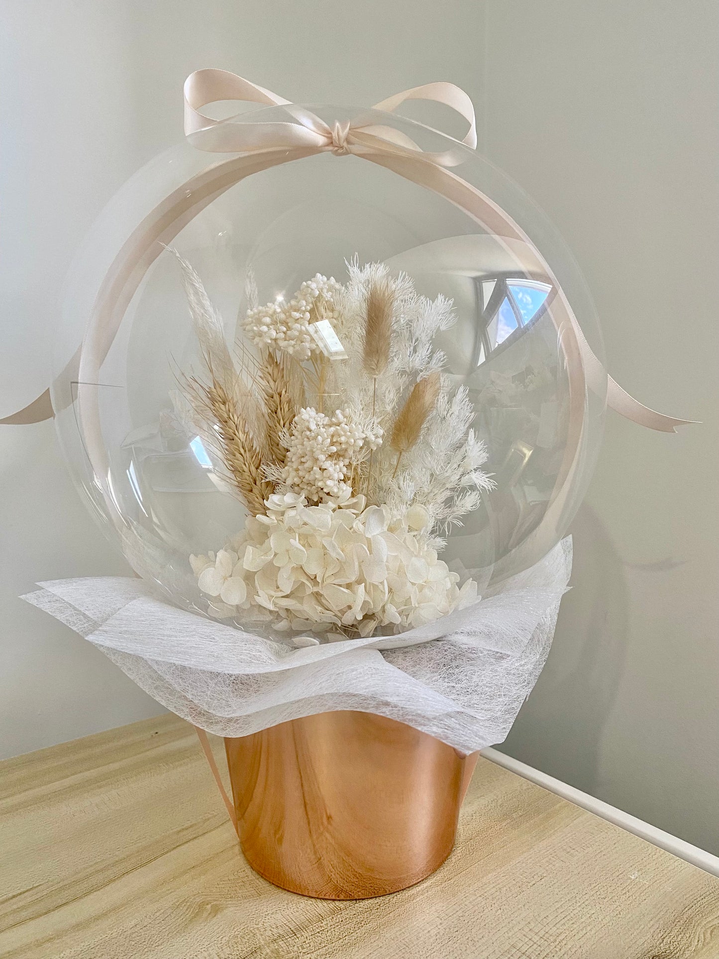 Cream and Rose Gold floral balloon